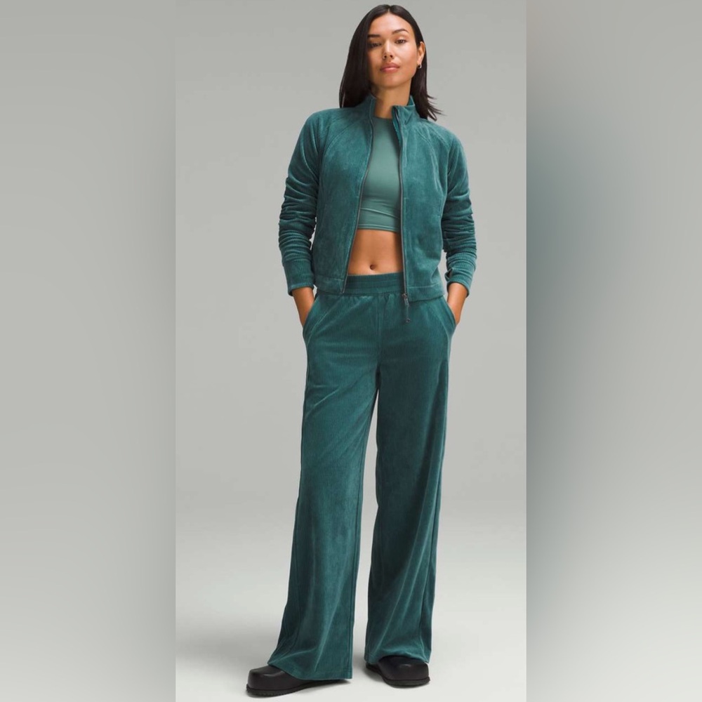 NWOT Lululemon Scuba Mid-Rise Wide-Leg Pant *Velvet Cord Storm Teal - Picture 5 of 12